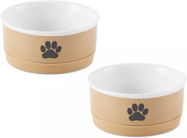 DII Bone Dry Ceramic Pet Collection, Small Bowl Set, Paw 2 Count, Taupe/Black