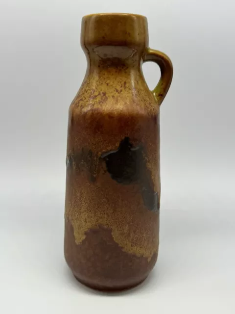 Vase Strehla Keramik  Höhe ca.  21 cm  Braun vintage retro mit Henkel