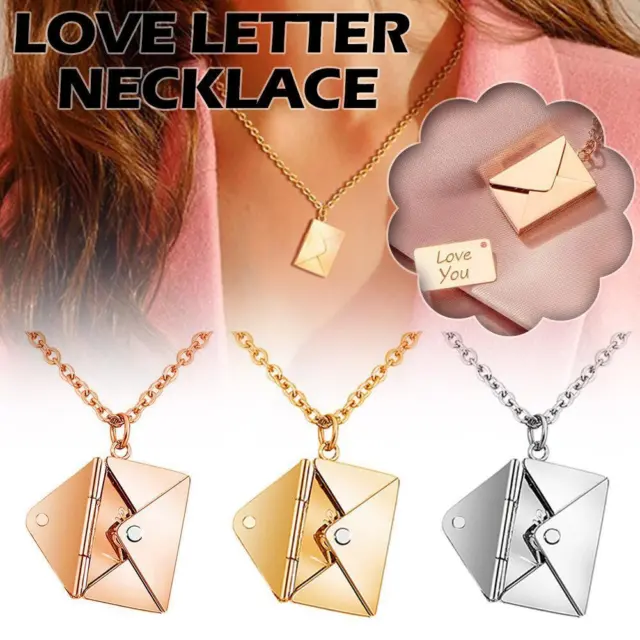Personalised Envelope Necklace Locket Love Letter Pendant Charm Jewelry N3X2