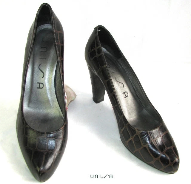 Escarpins UNISA Alons 9 Cm - Cuir Marron Foncé, Taille 39, Très Bon état D'occasion