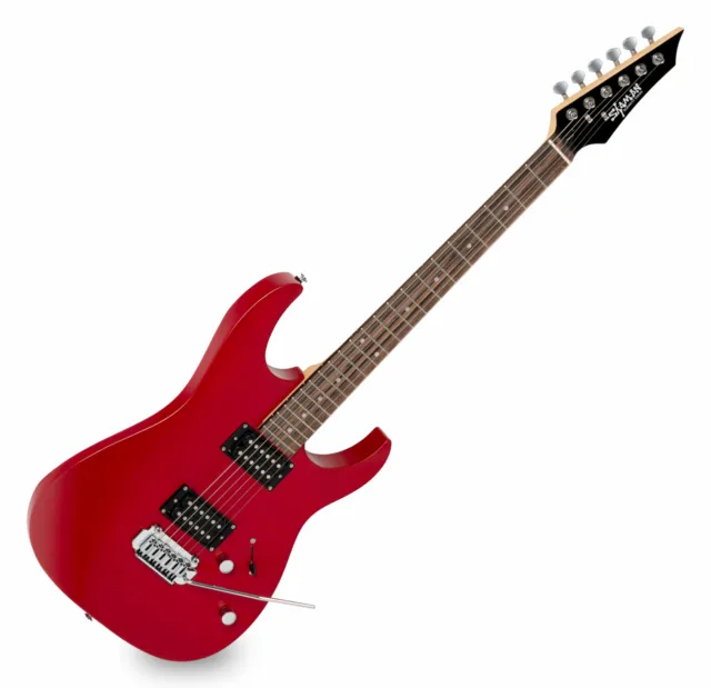 Shaman E-Gitarre ST Style Design Humbucker Nyatoh Ahorn Cutaway Satin Red
