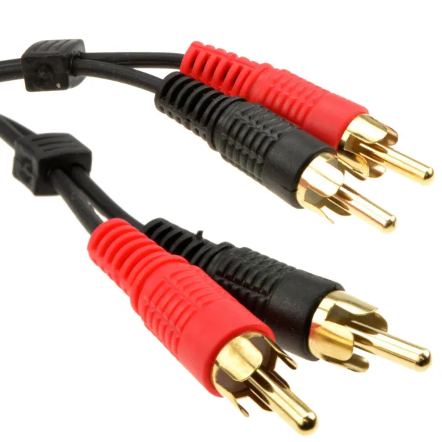 3M Doppel Cinch Auf 2 X Phonos Rca Kabel Gold Audio Hi Fi 3M