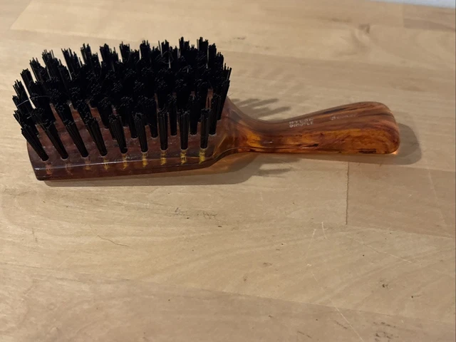Vintage Stanley Nylon Bristle Hair Brush Tortoise Marbled Color Swirl Handle Vintage STANLEY Commander Hairbrush & Comb Set Tortoise  main image 3