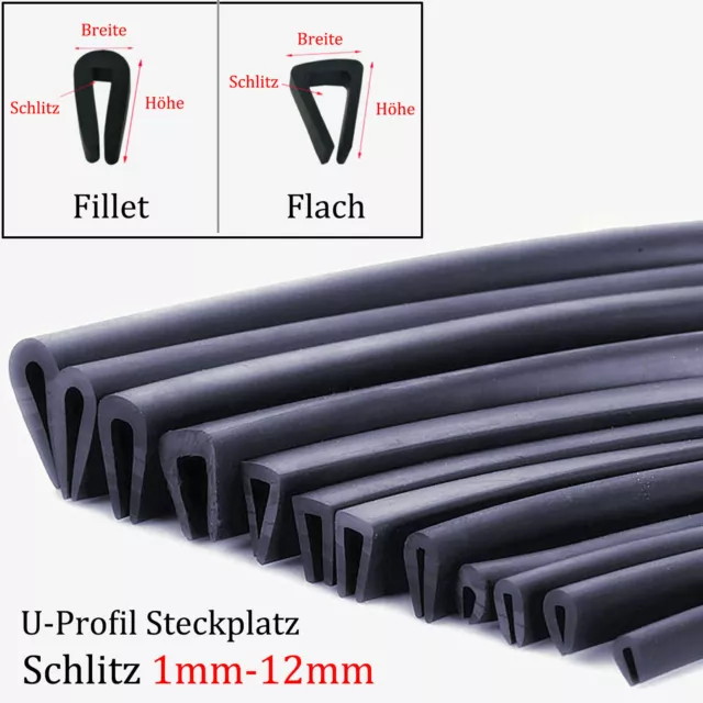 U-Profil Steckplatz 1~12mm Kantenschutz Fassungsprofil Gummiprofil Gummidichtung