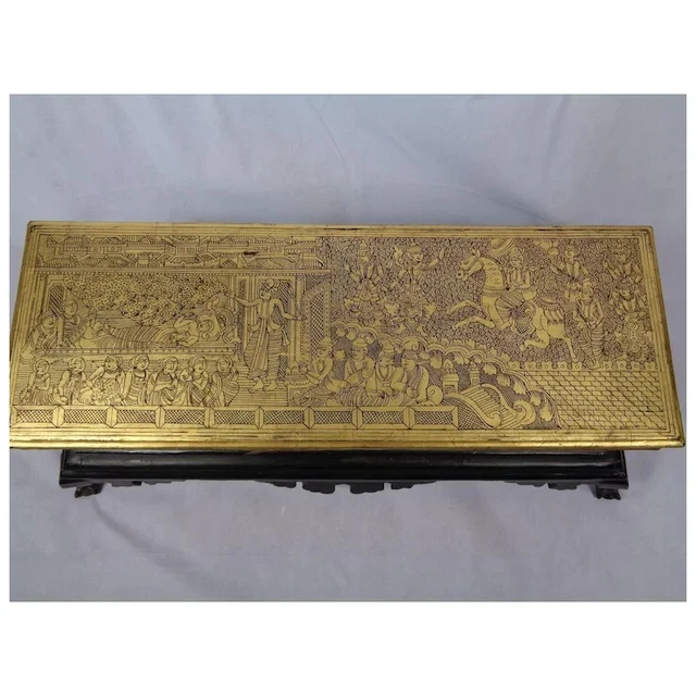 Antique Mandalay-Style Burmese Gilt & Lacquered Manuscript Chest or Box Sadaik 5
