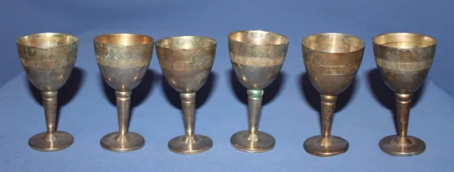 Antique set 6 silver plated cups goblets