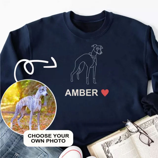Personalized Whippet Dog Embroidered Shirt,Custom Outline Embroidered Sweatshirt