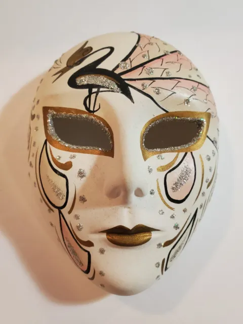 Máscara facial vintage estilo Mardi Gras estilo tiza mascarada arte de pared 5"" deslumbrada