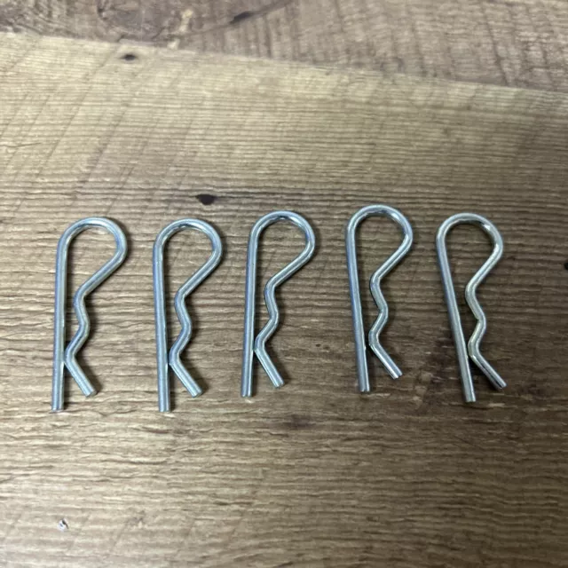 5 Zinc Plated R Pins Shaft Retaining Clips Hair Spring Cotter Pin 1 3/4” Long