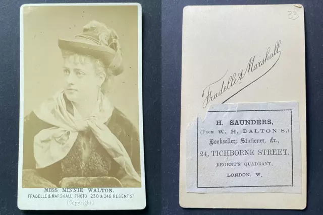 Fradelle & Marshall, London, actrice, Miss Minnie Walton, circa 1875 vintage cdv