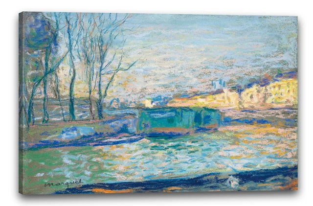 Tableau Toile "Le Quai Des Grands-Augustins, Printemps" D'Albert Marquet - Reproduction Encadrée Prête à Accrocher
