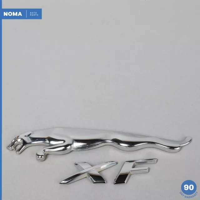 09-11 Jaguar XF X250 Trunk Boot Leaper JAG & Lettering Logo Badge Set Chrome OEM