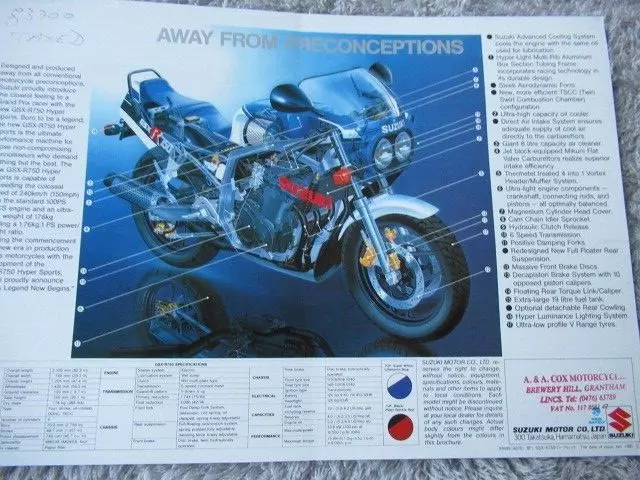 Suzuki GSXR750 Hyper Sports motorcycle sales brochures 2