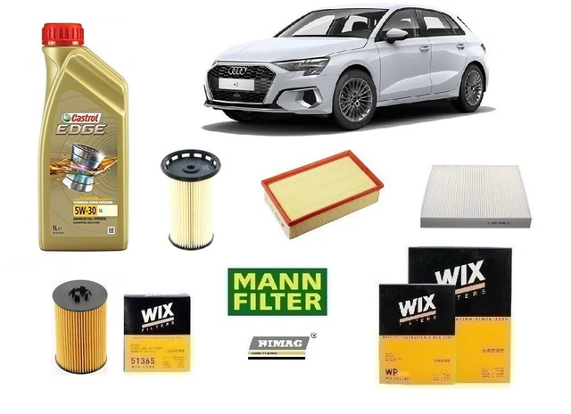 Tagliando Filtri per Audi A3 8V 2.0 TDi 110 150 184 Hp + 5 Litri Castrol 5w30