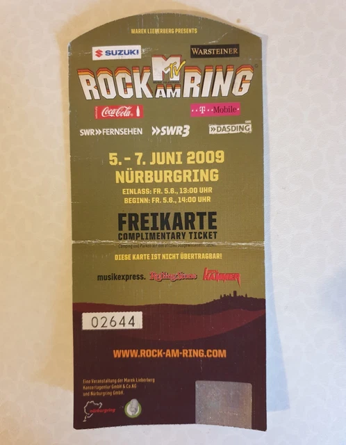 Eintrittskarte Ticket Rock am Ring 2009 * Complimentary Freikarte * sehr rar!!!
