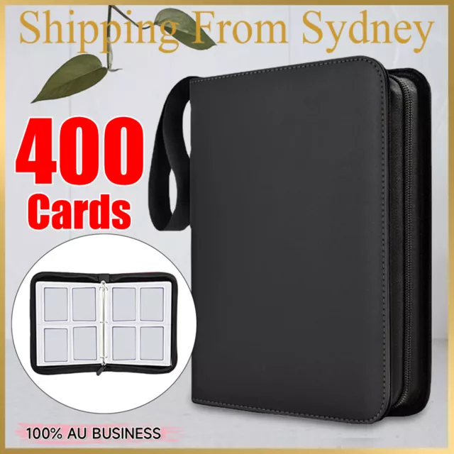 400 Cards 4 Pocket Card Bag Binder Zip Trading Card Album Collectors Folder Case