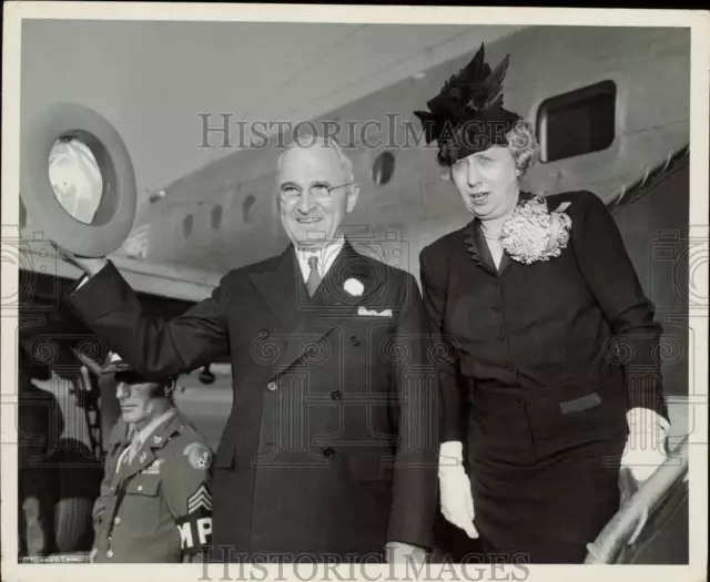 1946 Press Photo President & Mrs. Truman en route to United Nations meeting, DC