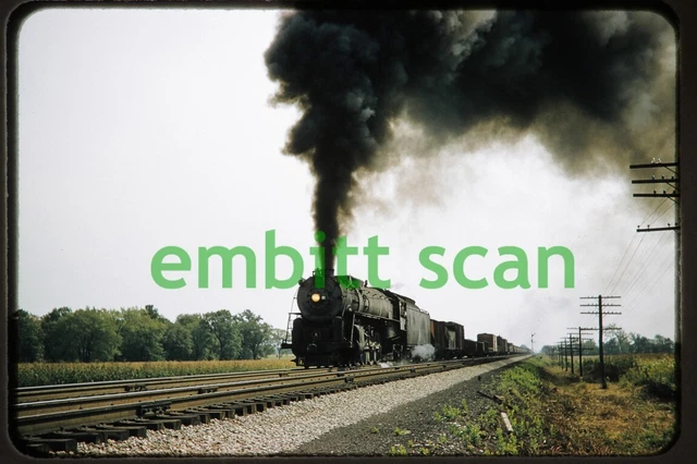 Original Slide, B&O Baltimore & Ohio 4-8-2 Steam #751 Freight Action, 1957 Ohio