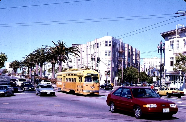 Original Kodachrome Slide Muni Trolley Pcc #1052 Church-Market St. July 1996
