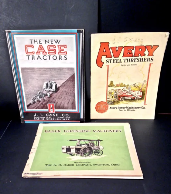 Vintage 1920's Case Baker Tractor Avery Thresher Catalogs Lot Of 3