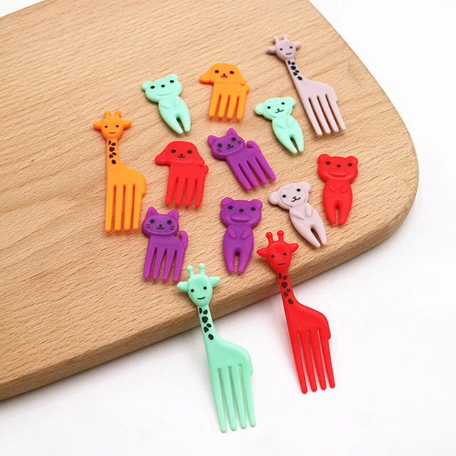 Mini Forks Animal Food Picks for Kids Cute Fruit Fork Reusable Cartoon Toothp Qo