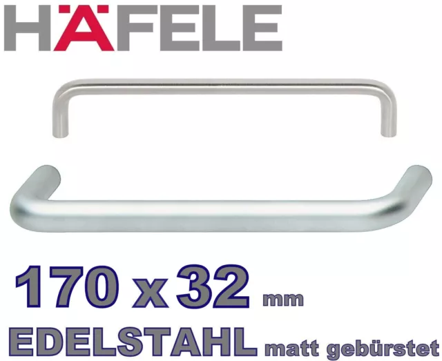 HÄFELE® Möbelgriff 170 mm Massiv Edelstahl Matt Bügelgriff Sockelgriff Griff NEU