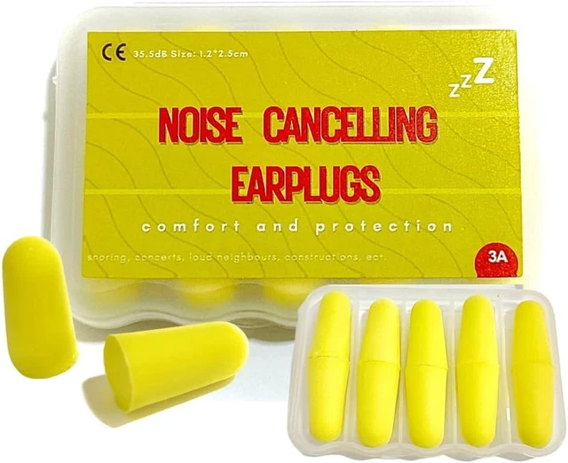 Soft Foam Ear Plugs with Carry Case, 5 Pairs - 38Db Noise Reduction Sponge Earpl