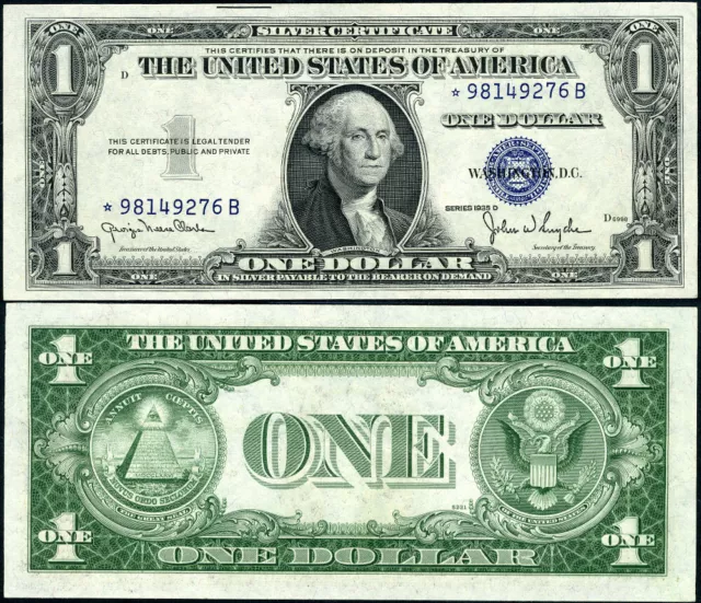 FR. 1613 N* $1 1935-D Silver Certificate *-B Block Narrow Choice CU Star