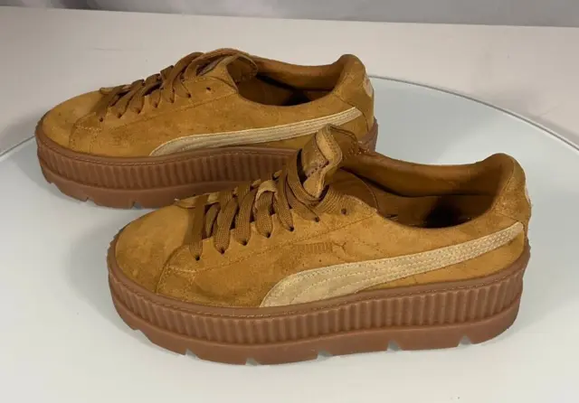 Puma Fenty Rihanna Cleated Creeper Brown Lace Up Suede Womens Trainers 366268 02