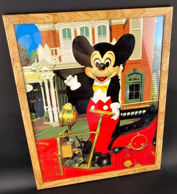 Vintage Mickey Mouse Driving Framed Poster 16"x20" Saint Chateaux Galleries 1985