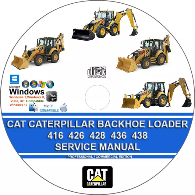 Cat Caterpillar Backhoe Loaders 416 426 428 436 438 Service Repair Manual on CD