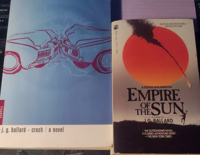 Lot of 2 J. G. Ballard Books: Empire of the Sun & Crash, paperbacks