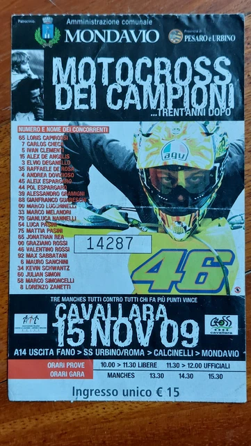 Biglietto Motocross Dei Campioni Valentino Rossi-Simoncelli-Capirossi Etc. 2009