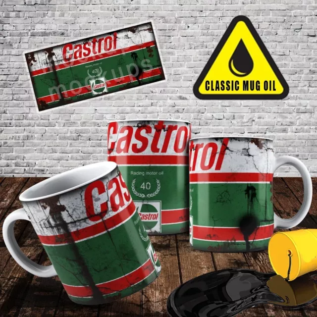 CASTROL GTX MOTOR RETRO OIL CAN VINTAGE COFFEE , MUG  GIFT , mechanic