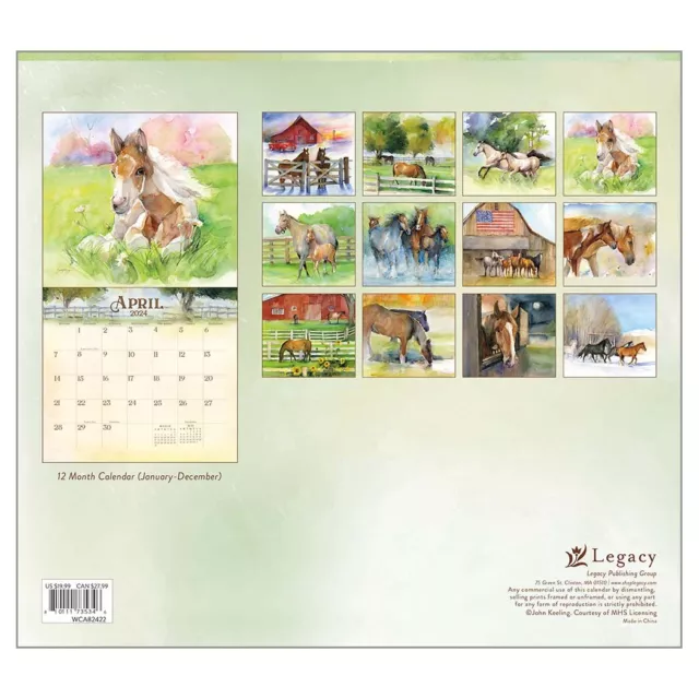 Legacy 2024 Calendar For The Love of Horses Calender Fits Wall Frame 2