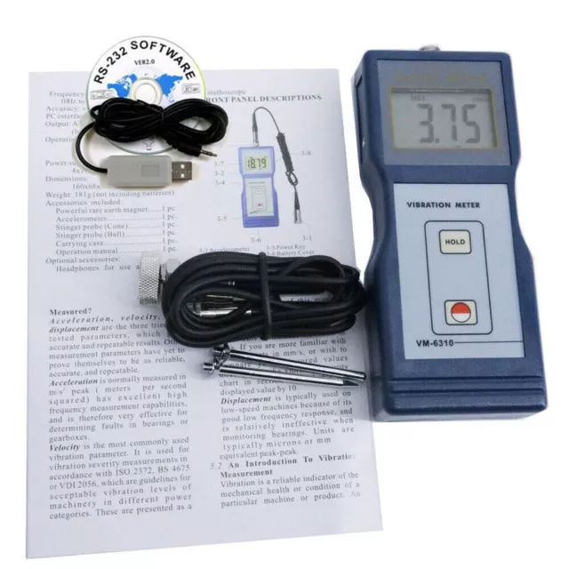 Digital Vibration Meter Measurement Tester Vibrometer Analyzer 0.01~199.9mm/s