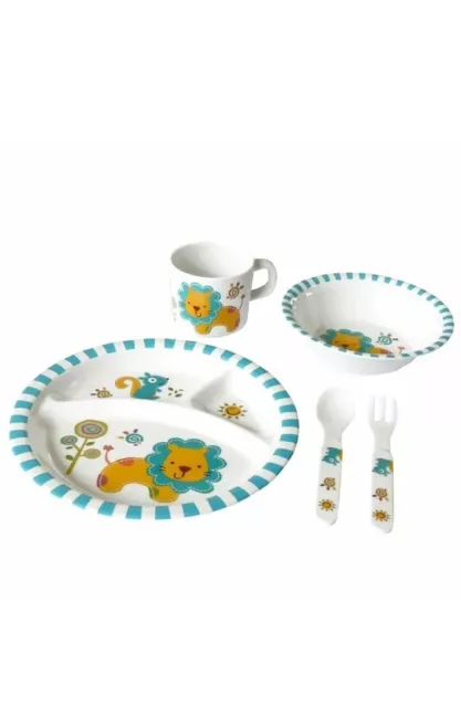 Kindergeschirr Set in versch. Designs 5 tlg. Sets inkl. Besteck Kinderbecher