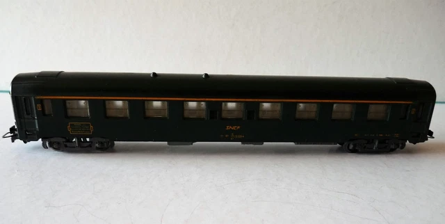 Voiture Miniature Jouef HO - Type Y UIC SNCF Réf. 4691 Vert/argent Avec Aménagements Intérieurs - Occasion Très Bon état