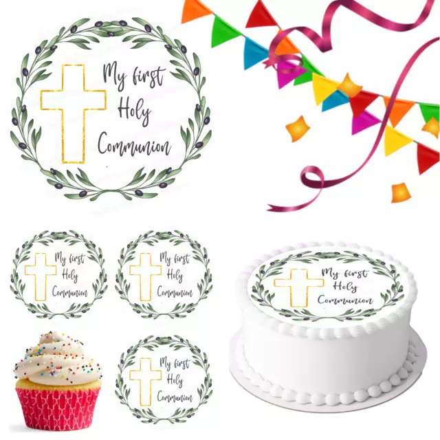 Communion Holy Church Cake Topper Party Decoration Edible Celebration Cupcake