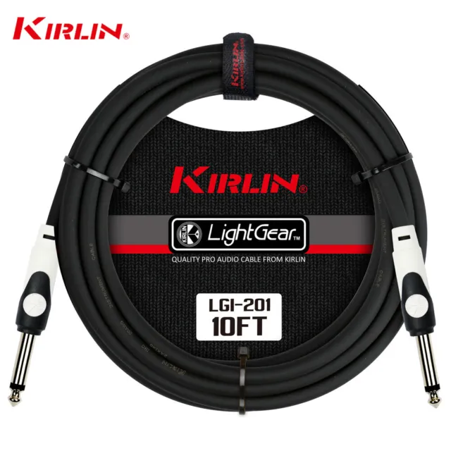 Kirlin 10 FT Guitar Instrument Patch Cable Cord Free Cable Tie 1/4" LGI-201-10