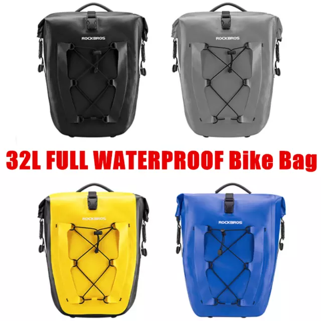 Rockbros Waterproof 32L Bicycle Pannier Rear Rack Trunk Bag  Bike Bag Travel