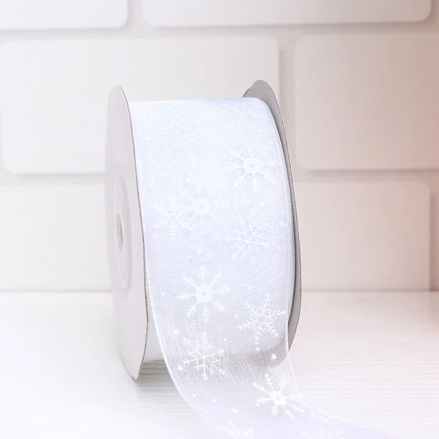 2x Weihnachten Baum Band Rot Band für Geschenk Verpackung Schneeflocke Band 12