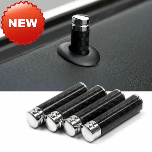 4*Universal Car Door Lock Knob Pins Carbon fiber Auto Interior Cover Pull Sticks