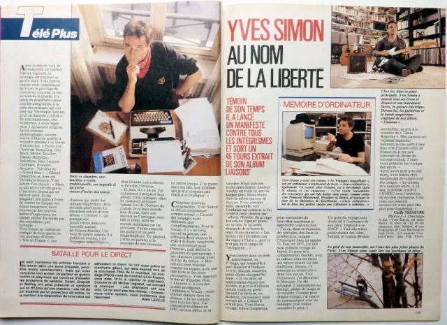 YVES SIMON => COUPURE DE PRESSE 2 PAGES 1989 / French clipping