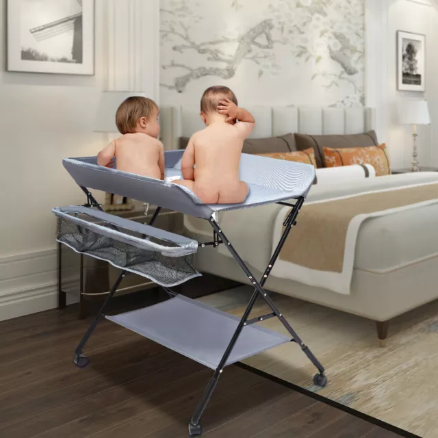 15kg Wickeltischauflage Wickelkommode Klappbar Baby Kombi 3 Fächer Gray DHL