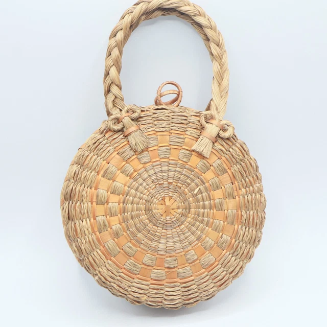 Native American Sewing Basket Passamaquoddy Sweetgrass Antique Maine Estate B44