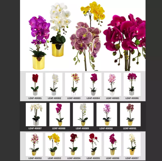 Orchids Plants Flowers Artificial Realistic - with Planters by Leaf Design