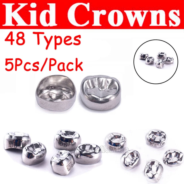 48 Sizes Dental Kids Primary Molar Crown Stainless Steel Pediatric Crowns SM