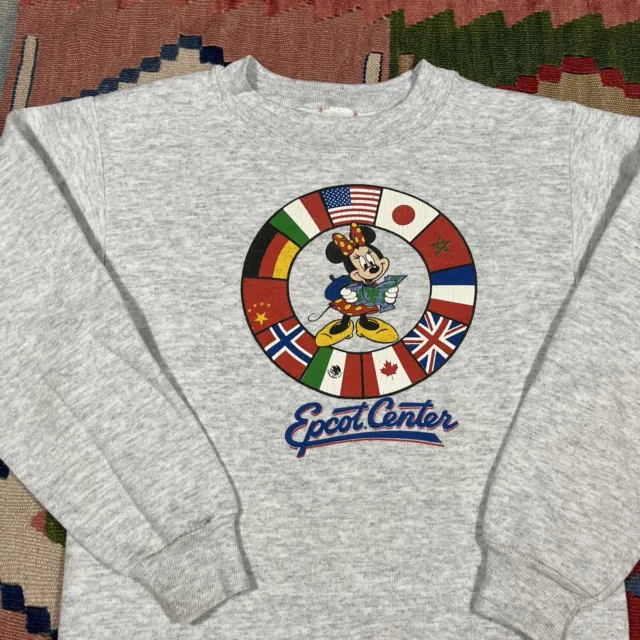 Vintage 90’s Disney Epcot Center Minnie Mouse Grey Sweatshirt Youth Small?
