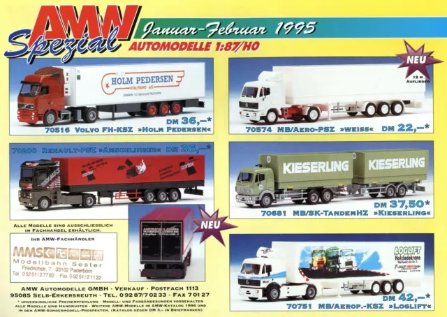 AMW Automodelle Prospekt 1995 1-2/95 Modellautoprospekt Trucks brochure model 2